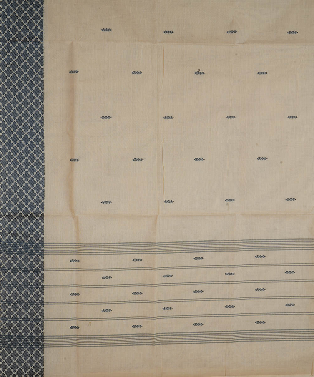 Beige and black cotton handwoven venkatagiri saree