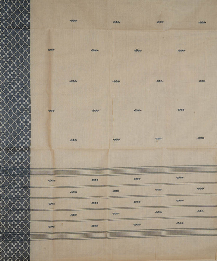 Beige and black cotton handwoven venkatagiri saree
