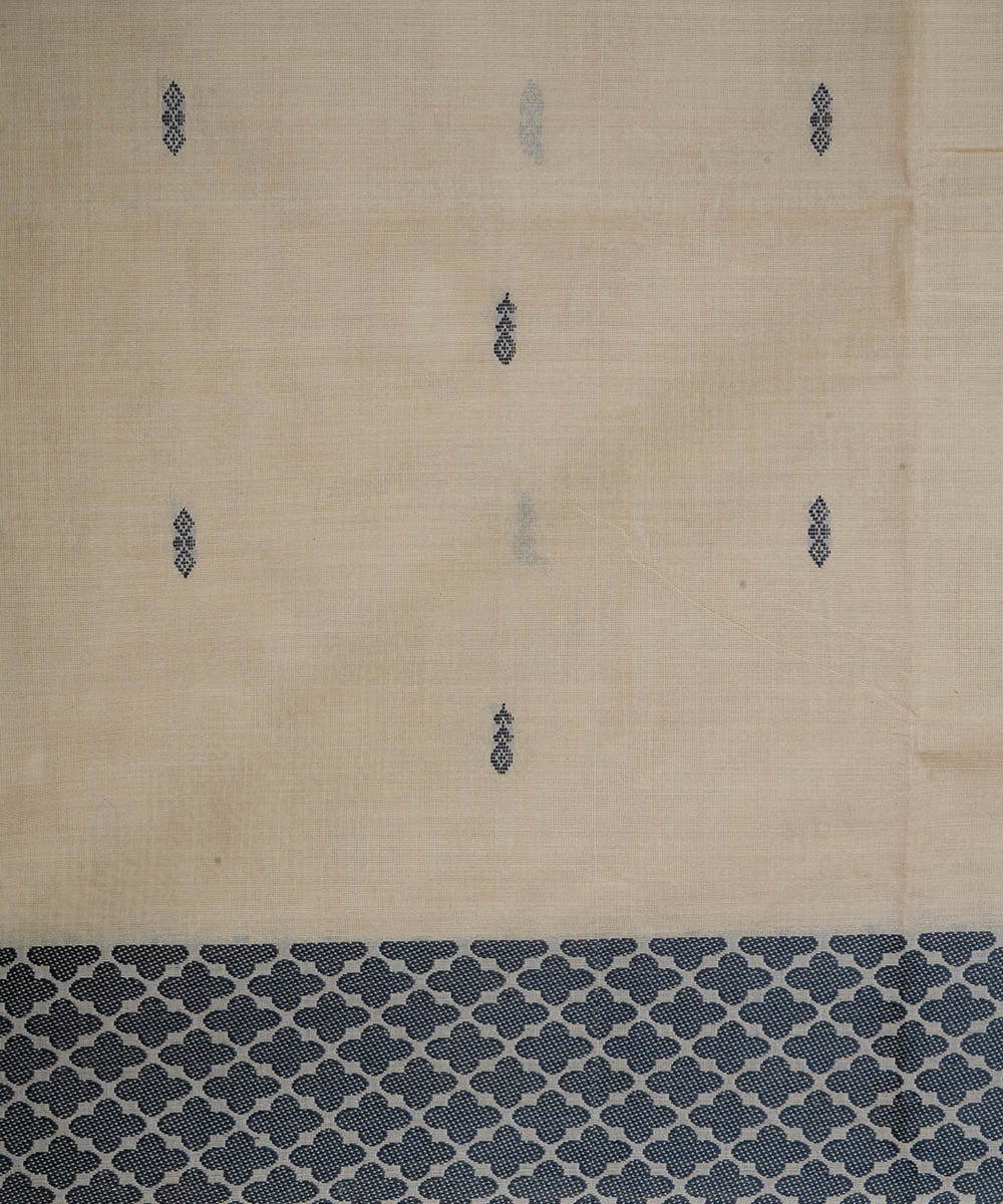 Beige and black cotton handwoven venkatagiri saree