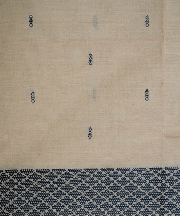 Beige and black cotton handwoven venkatagiri saree