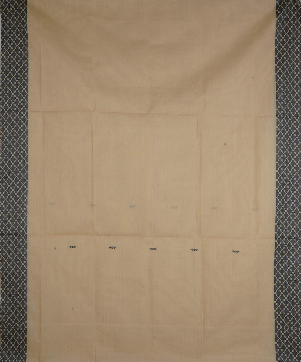 Beige and black cotton handwoven venkatagiri saree