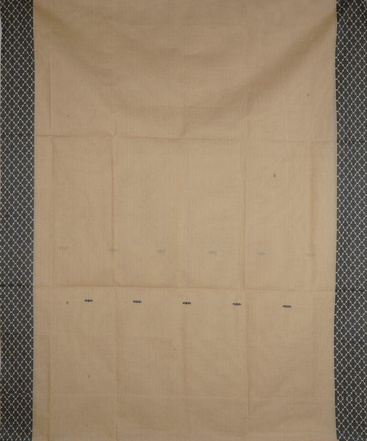 Beige and black cotton handwoven venkatagiri saree