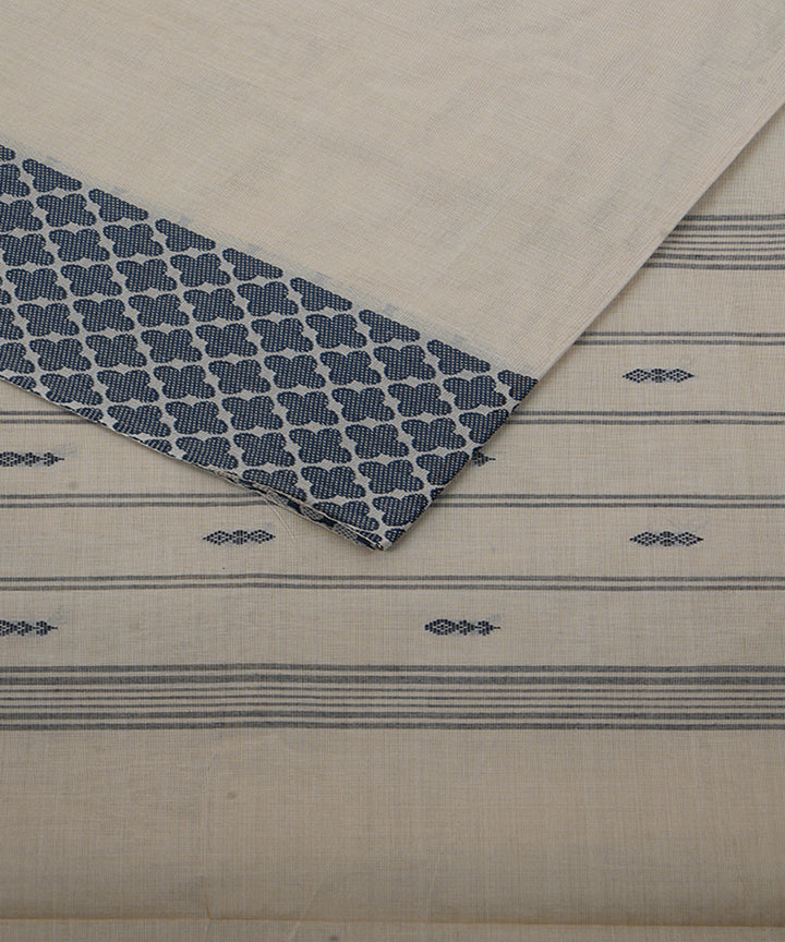Beige and black cotton handwoven venkatagiri saree