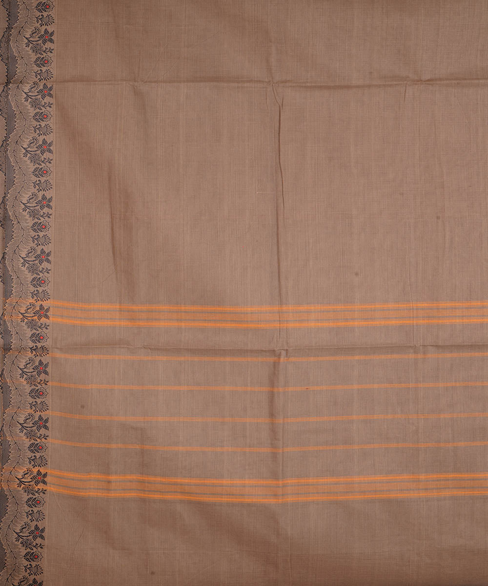Mauve brown cotton handwoven venkatagiri saree
