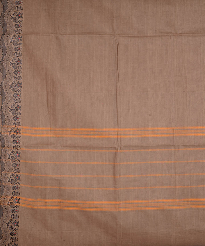 Mauve brown cotton handwoven venkatagiri saree