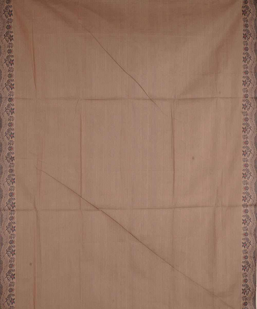Mauve brown cotton handwoven venkatagiri saree