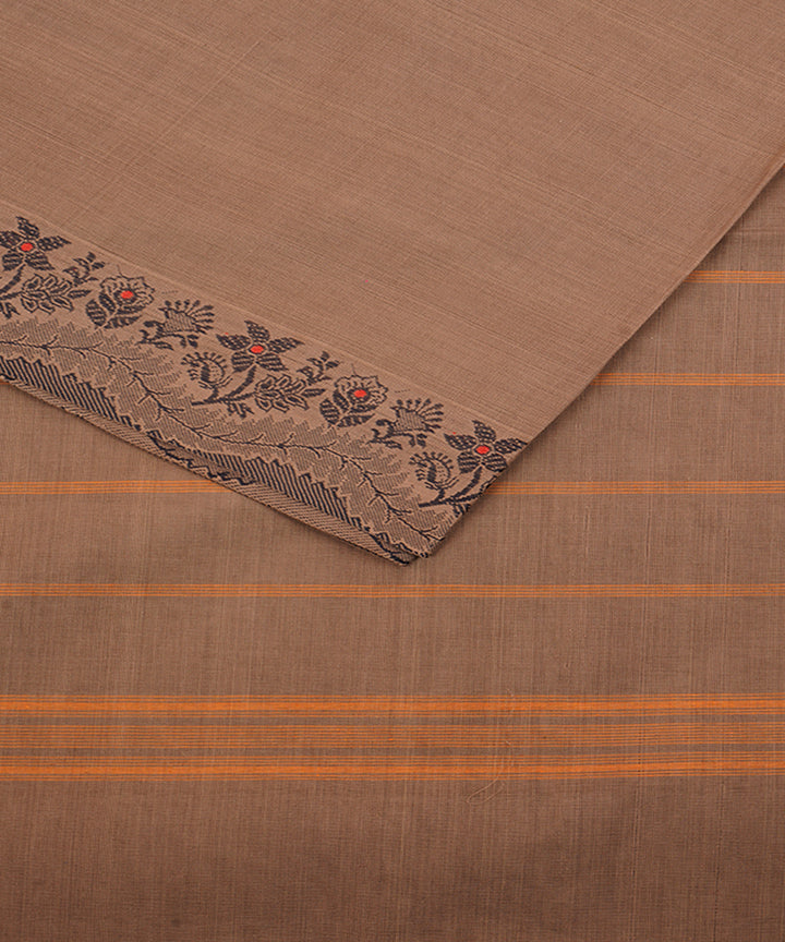 Mauve brown cotton handwoven venkatagiri saree