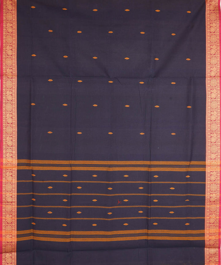 Navy blue cotton handwoven venkatagiri saree