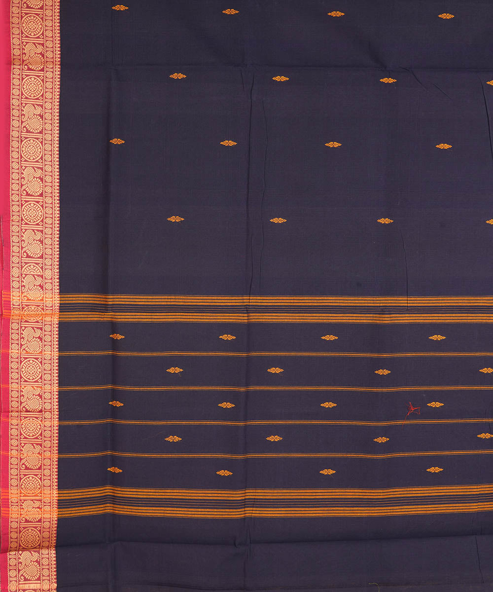 Navy blue cotton handwoven venkatagiri saree