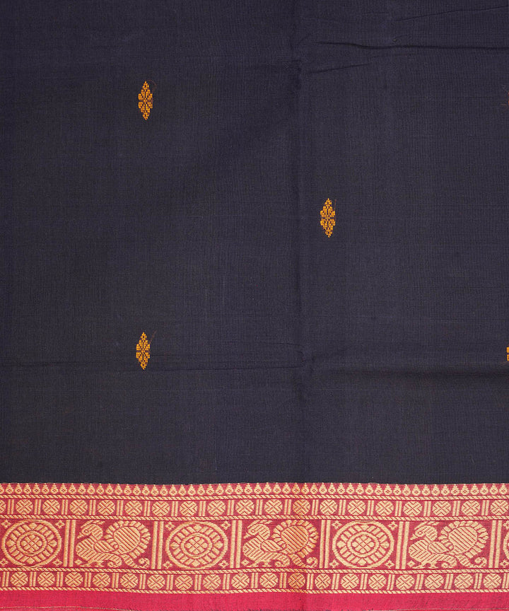 Navy blue cotton handwoven venkatagiri saree