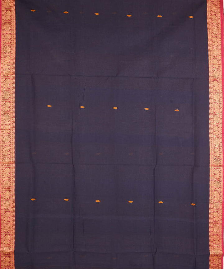 Navy blue cotton handwoven venkatagiri saree