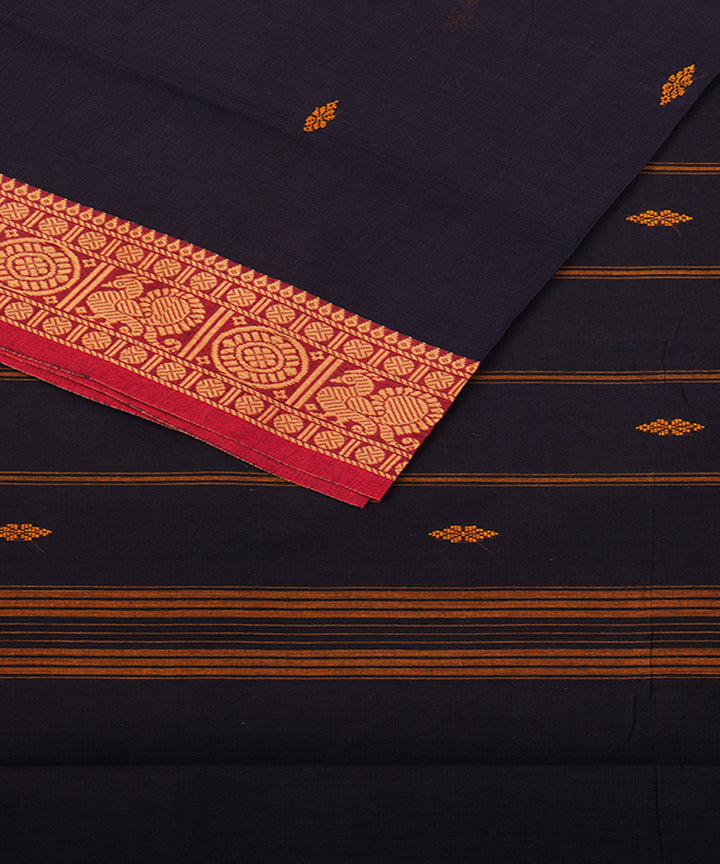 Navy blue cotton handwoven venkatagiri saree