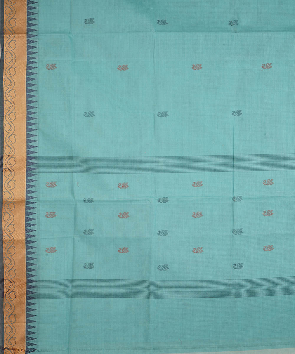 Pale blue cotton handwoven venkatagiri saree