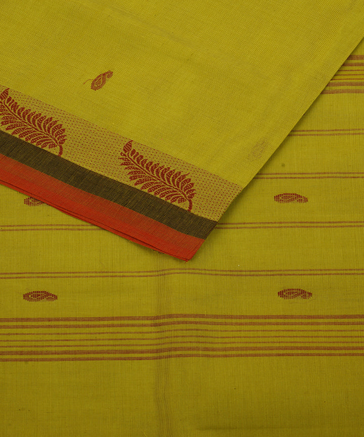 Yellow cotton handwoven venkatagiri saree