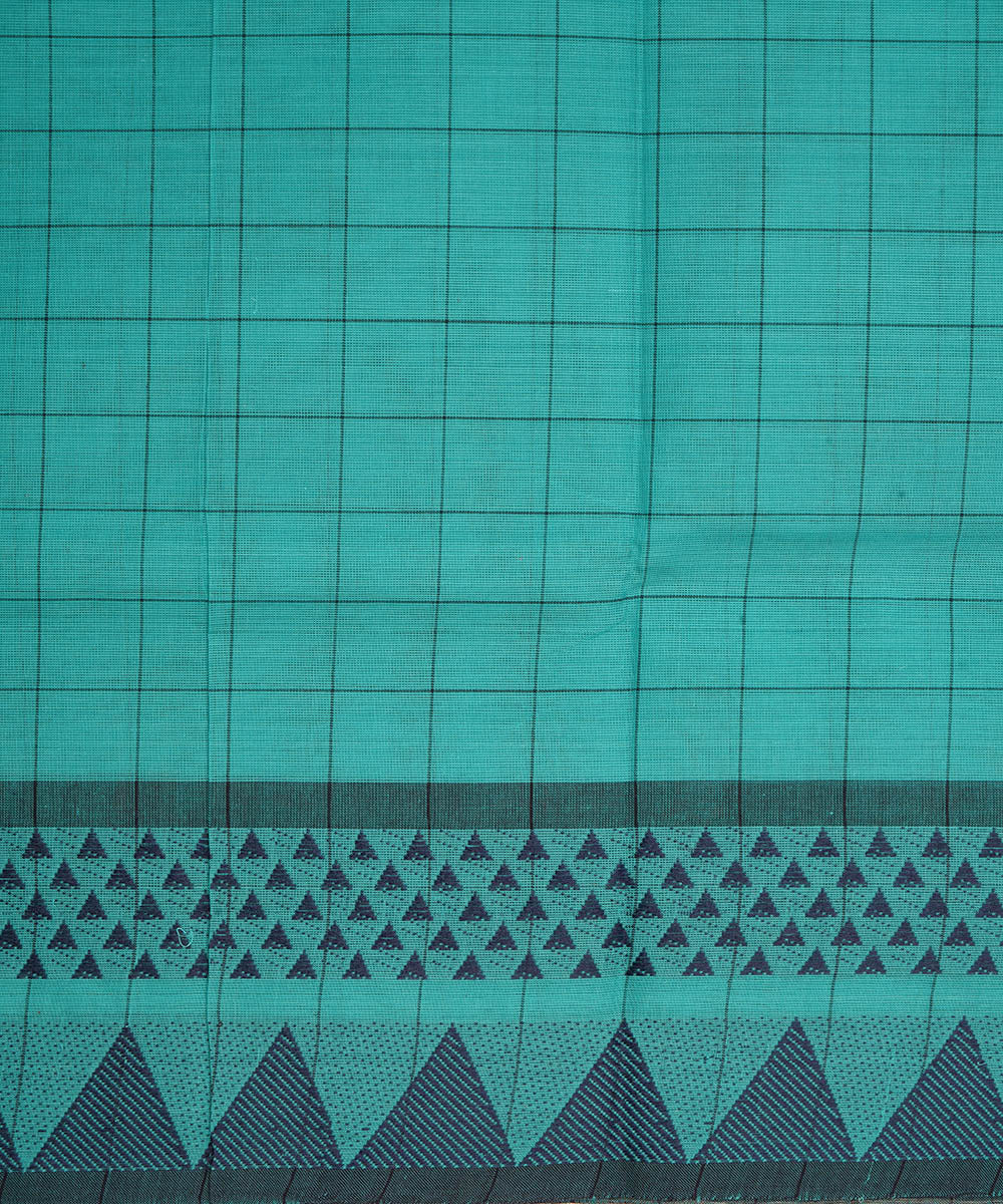 Bright blue cotton handwoven venkatagiri saree