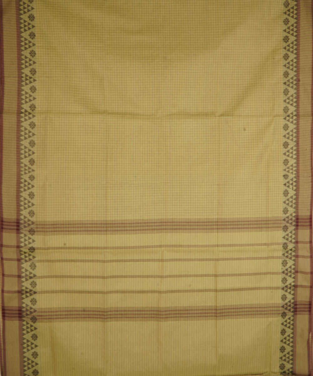 Olive green cotton handwoven venkatagiri saree