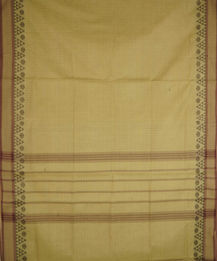 Olive green cotton handwoven venkatagiri saree