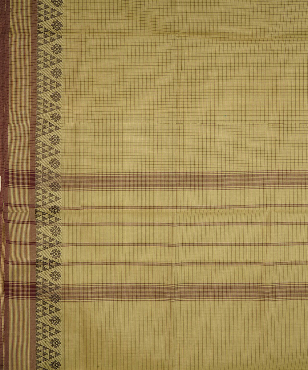 Olive green cotton handwoven venkatagiri saree