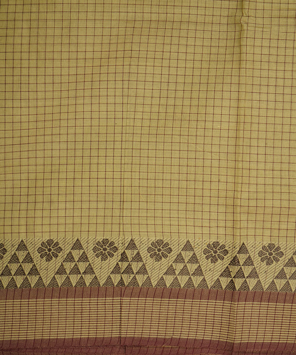 Olive green cotton handwoven venkatagiri saree