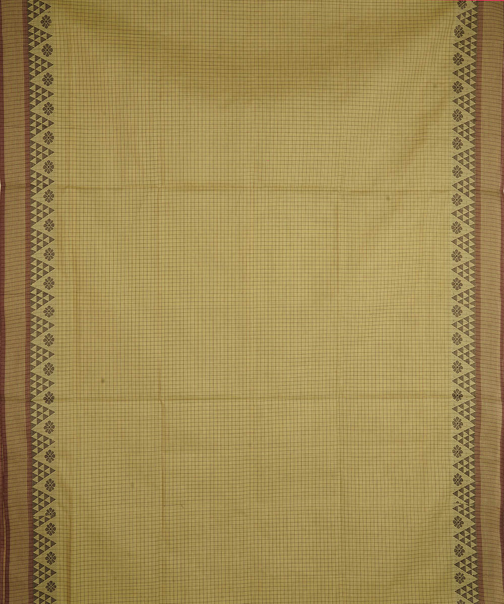 Olive green cotton handwoven venkatagiri saree