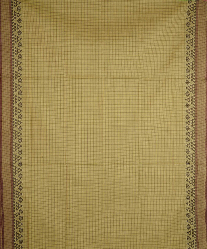 Olive green cotton handwoven venkatagiri saree