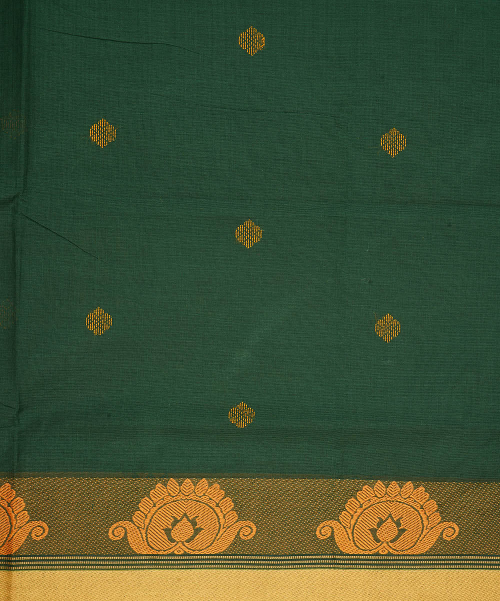 Dark green cotton handwoven venkatagiri saree