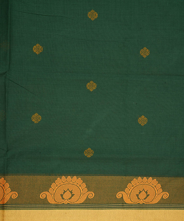 Dark green cotton handwoven venkatagiri saree