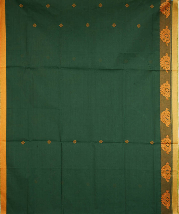 Dark green cotton handwoven venkatagiri saree
