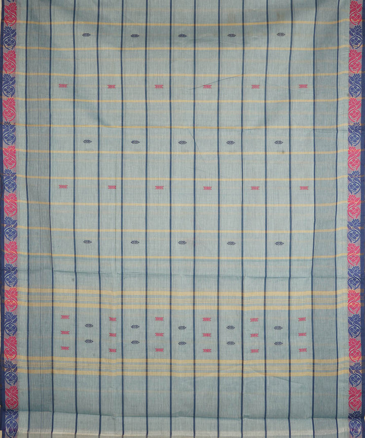 Pale blue striped cotton handwoven venkatagiri saree