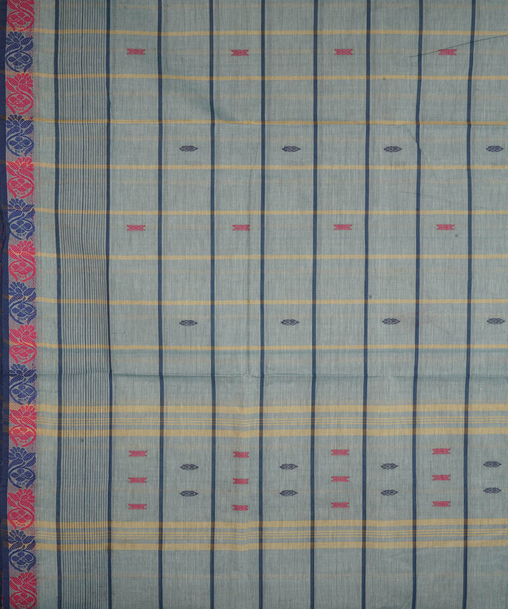 Pale blue striped cotton handwoven venkatagiri saree