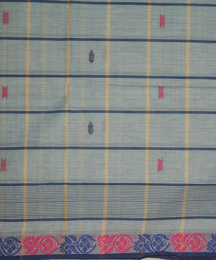Pale blue striped cotton handwoven venkatagiri saree