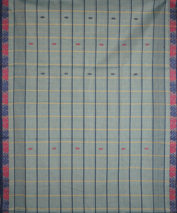 Pale blue striped cotton handwoven venkatagiri saree
