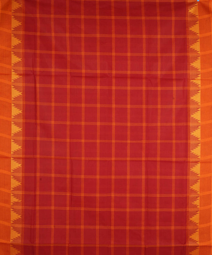 Red checks cotton handwoven venkatagiri saree