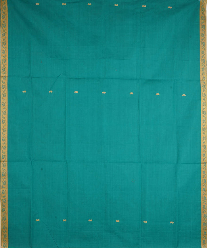 Blue green cotton handwoven venkatagiri saree