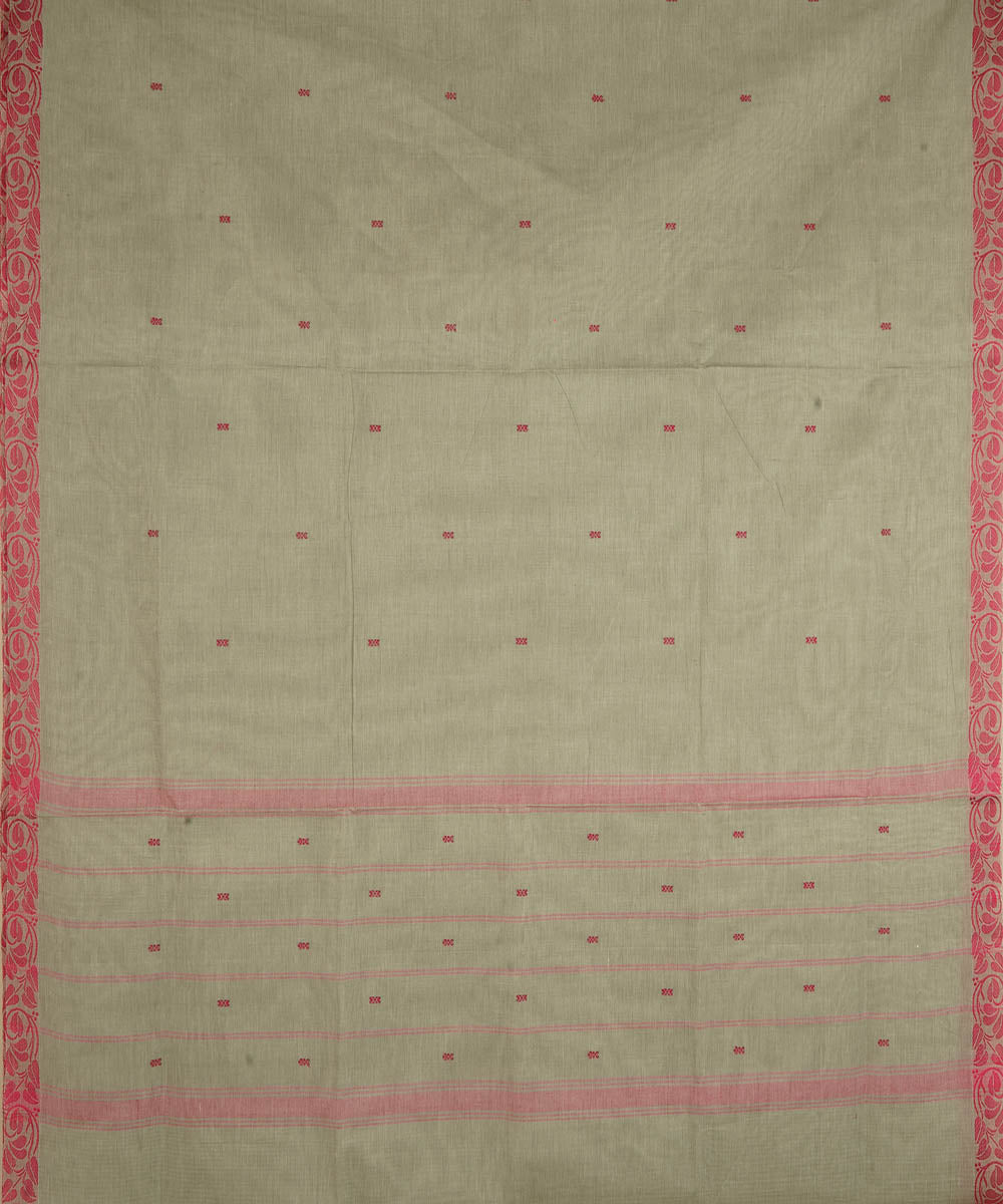 Grey and pink cotton handwoven venkatagiri saree