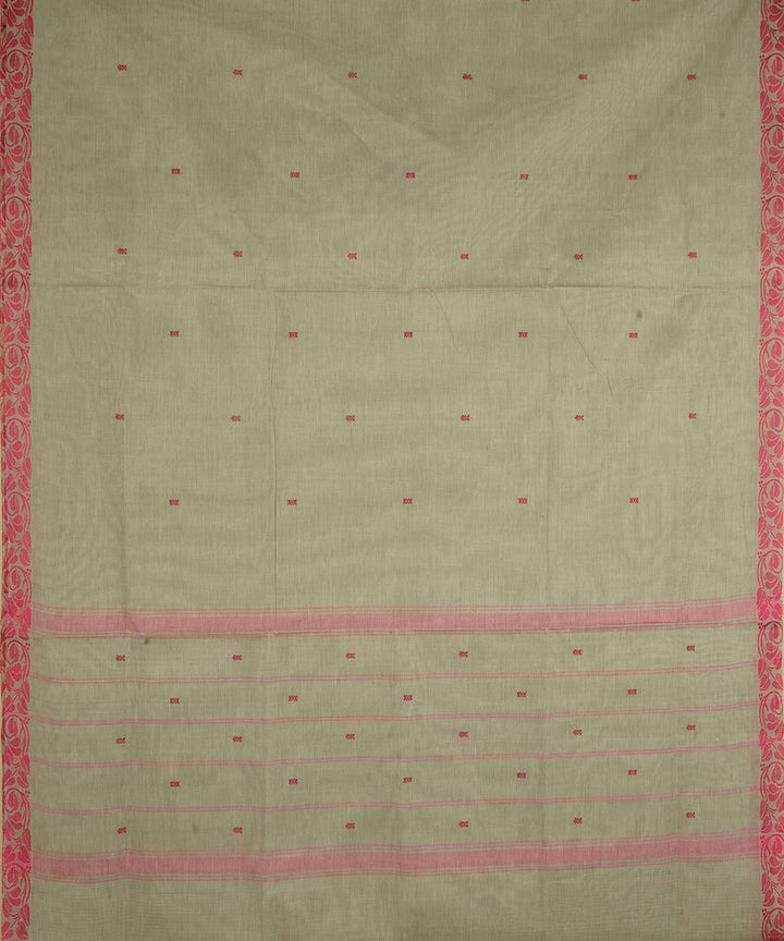 Grey and pink cotton handwoven venkatagiri saree