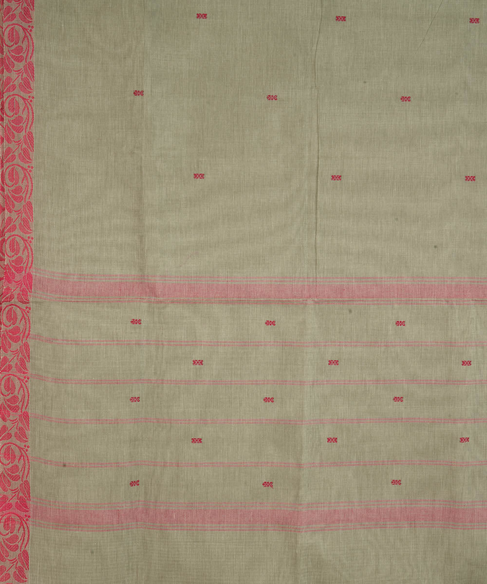 Grey and pink cotton handwoven venkatagiri saree