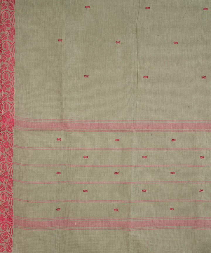 Grey and pink cotton handwoven venkatagiri saree