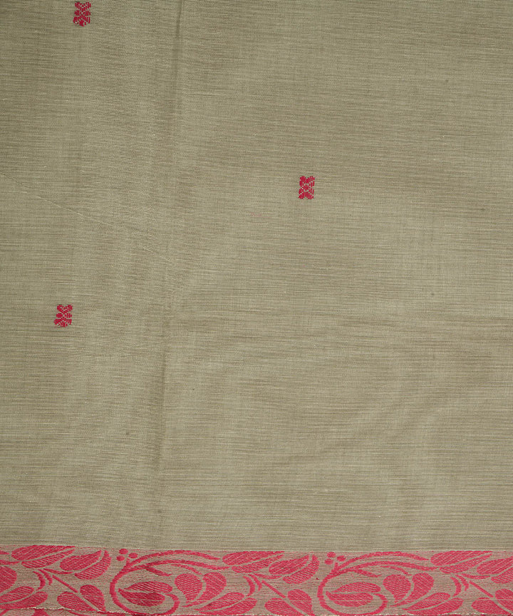 Grey and pink cotton handwoven venkatagiri saree