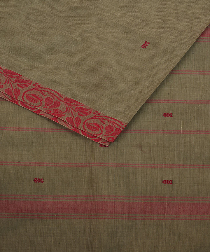 Grey and pink cotton handwoven venkatagiri saree