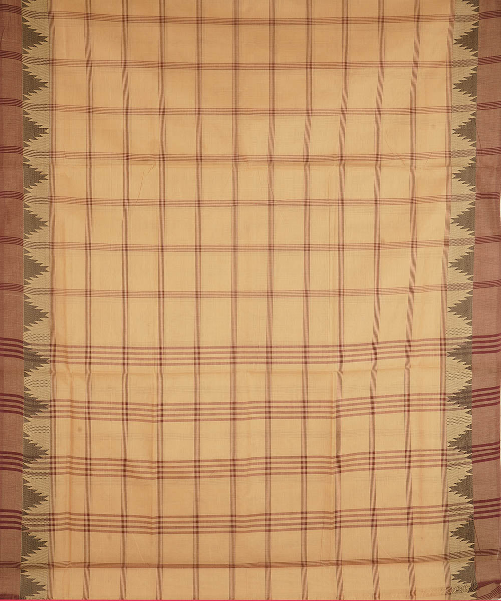 Beige checks cotton handwoven venkatagiri saree
