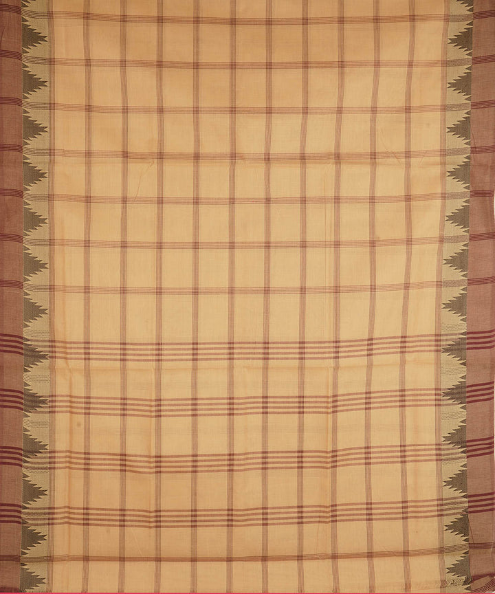 Beige checks cotton handwoven venkatagiri saree