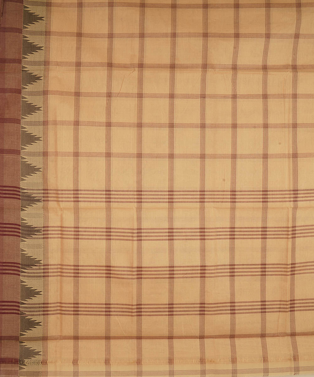 Beige checks cotton handwoven venkatagiri saree