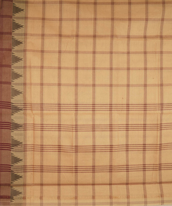 Beige checks cotton handwoven venkatagiri saree