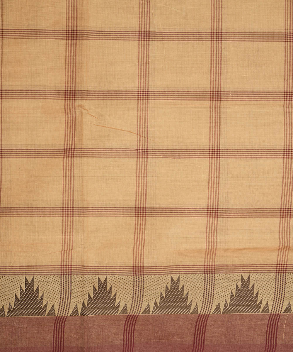 Beige checks cotton handwoven venkatagiri saree