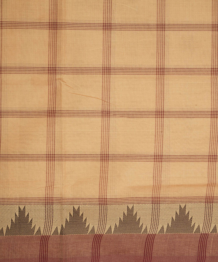 Beige checks cotton handwoven venkatagiri saree