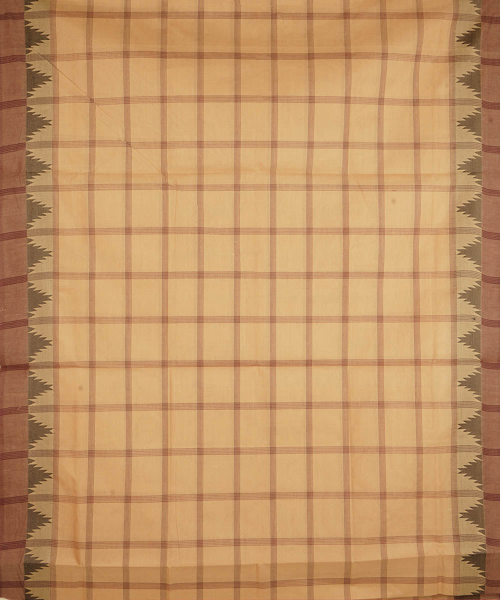 Beige checks cotton handwoven venkatagiri saree