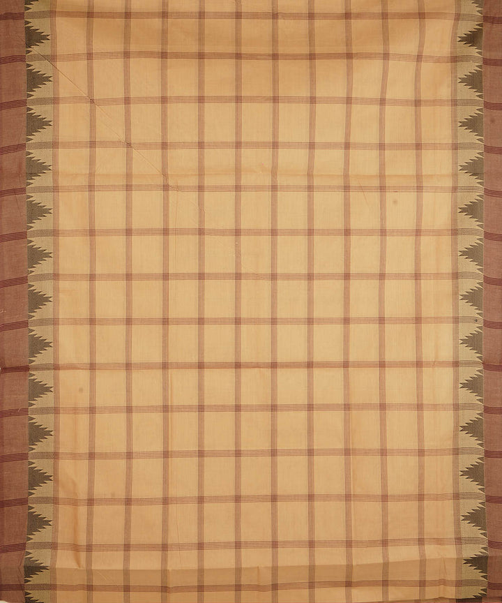 Beige checks cotton handwoven venkatagiri saree