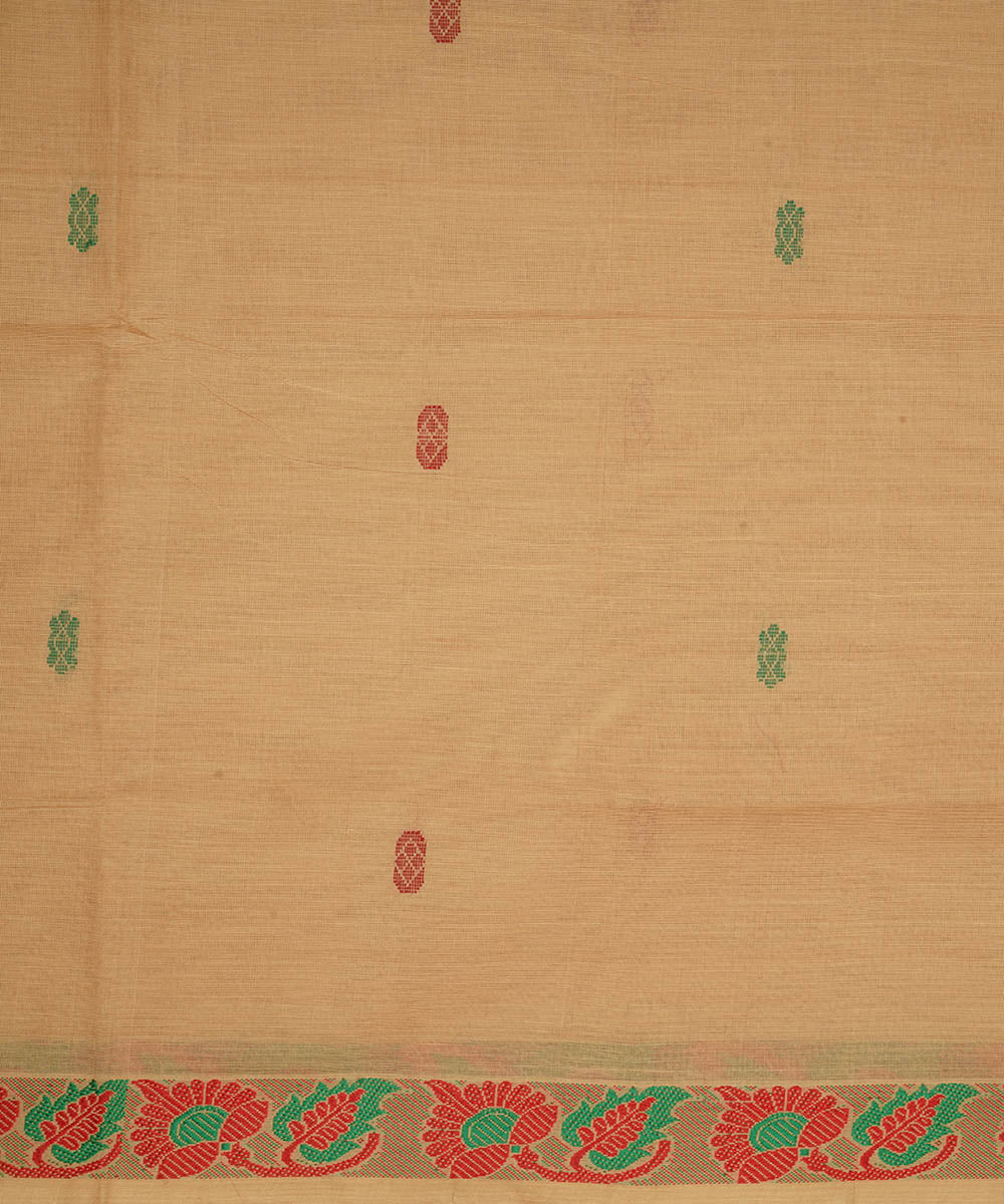 Beige cotton handloom venkatagiri saree