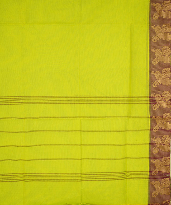 Lime green cotton handwoven venkatagiri saree